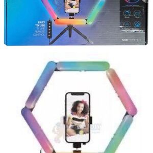 Aura RGB Hexagon Ring Light with Phone Mount - Multicolor